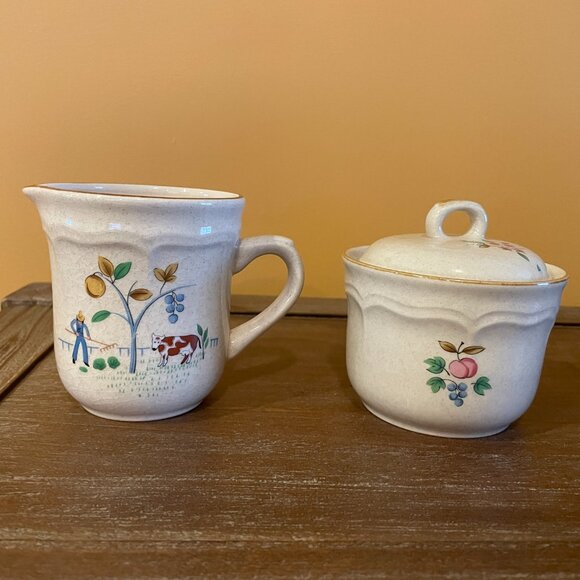 Vintage International Stoneware Japan Creamer and Sugar set - Picture 3 of 5